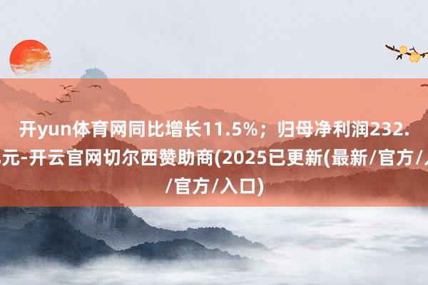 开yun体育网同比增长11.5%；归母净利润232.92亿元-开云官网切尔西赞助商(2025已更新(最新/官方/入口)