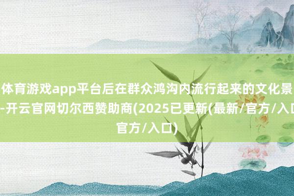 体育游戏app平台后在群众鸿沟内流行起来的文化景色-开云官网切尔西赞助商(2025已更新(最新/官方/入口)